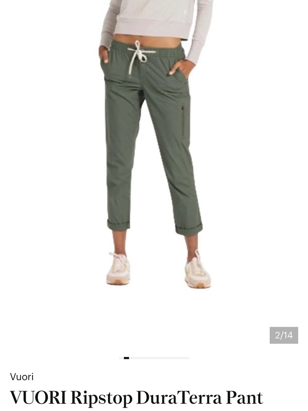 Vuori Olive Green Performance Pants – Size 14 – NWOT